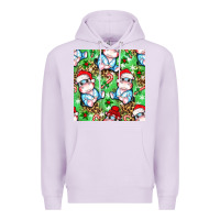 Lilac Christmas cute hippo sitting Premium Hoodie - NancyCooperArtShop
