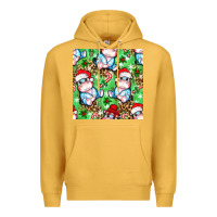 Mustard Christmas cute hippo sitting Premium Hoodie - NancyCooperArtShop