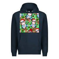 Navy Christmas cute hippo sitting Premium Hoodie - NancyCooperArtShop