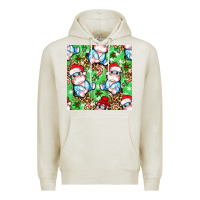 Oatmeal Heather Christmas cute hippo sitting Premium Hoodie - NancyCooperArtShop