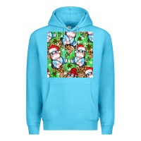 Ocean Blue Christmas cute hippo sitting Premium Hoodie - NancyCooperArtShop
