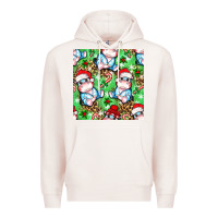 Pale Pink Christmas cute hippo sitting Premium Hoodie - NancyCooperArtShop