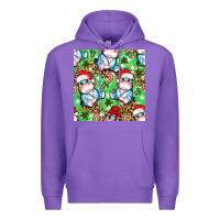Purple Christmas cute hippo sitting Premium Hoodie - NancyCooperArtShop