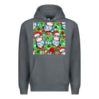 Rock Christmas cute hippo sitting Premium Hoodie - NancyCooperArtShop