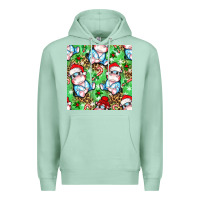 Seafoam Christmas cute hippo sitting Premium Hoodie - NancyCooperArtShop