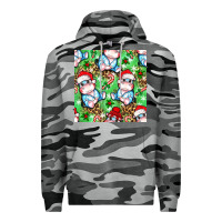 Slate Camo Christmas cute hippo sitting Premium Hoodie - NancyCooperArtShop