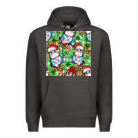 Smoke Christmas cute hippo sitting Premium Hoodie - NancyCooperArtShop