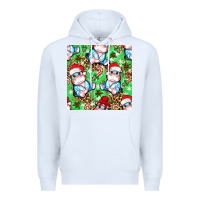 White Christmas cute hippo sitting Premium Hoodie - NancyCooperArtShop