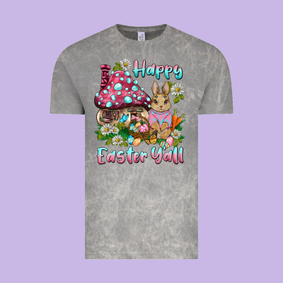 Happy Easter Y'all Rabbit Vintage Tee Designed By Barkaloodesign