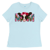 Baby Blue mom with cow mothers day Ladies Tee - texasbilliewilder