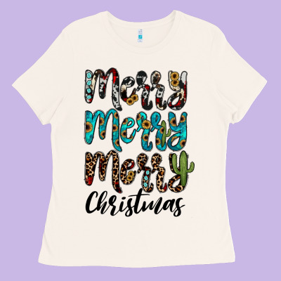 Merry Christmas Ladies Tee Designed By Jahusdesignshop