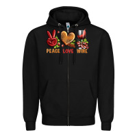 Black Peace Love Wine Zipper Hoodie - BundleAndBundleShop