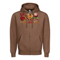 Chestnut Peace Love Wine Zipper Hoodie - BundleAndBundleShop