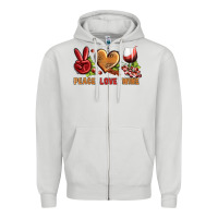 Dove Grey Peace Love Wine Zipper Hoodie - BundleAndBundleShop