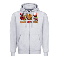 Heather Grey Peace Love Wine Zipper Hoodie - BundleAndBundleShop
