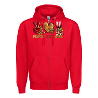Red Peace Love Wine Zipper Hoodie - BundleAndBundleShop