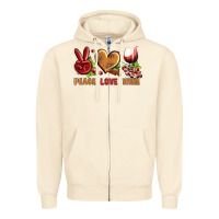 Sandshell Peace Love Wine Zipper Hoodie - BundleAndBundleShop