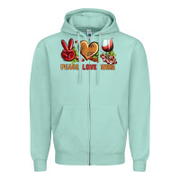 Seafoam Peace Love Wine Zipper Hoodie - BundleAndBundleShop