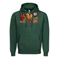 Sports Green Peace Love Wine Zipper Hoodie - BundleAndBundleShop