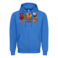 True Royal Peace Love Wine Zipper Hoodie - BundleAndBundleShop
