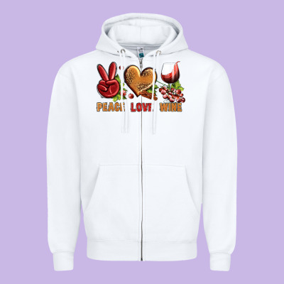 Peace Love Wine Zipper Hoodie Designed By Bundleandbundleshop