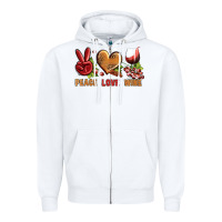White Peace Love Wine Zipper Hoodie - BundleAndBundleShop