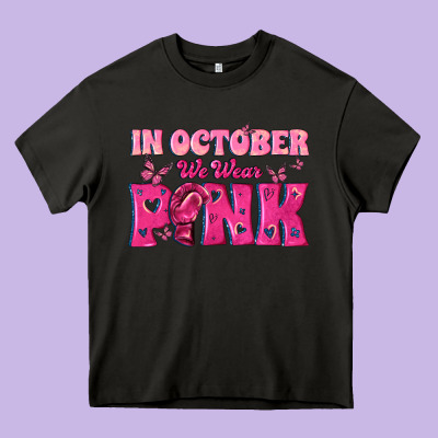 In October We Wear Pink Heavy Core Tee Designed By Texasbilliewilder