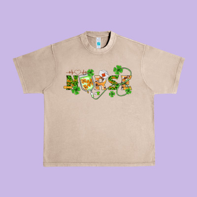 St Patricks Day Nurse Urban Heavy Tee Designed By Barkaloodesign