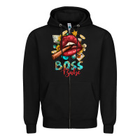 Black Western Boss Babe Cigar Lip Zipper Hoodie - BundleAndBundleShop