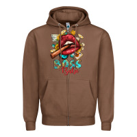 Chestnut Western Boss Babe Cigar Lip Zipper Hoodie - BundleAndBundleShop