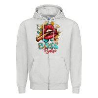 Dove Grey Western Boss Babe Cigar Lip Zipper Hoodie - BundleAndBundleShop