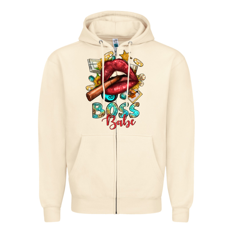Western Boss Babe Cigar Lip Zipper Hoodie by BundleAndBundleShop | Teevron