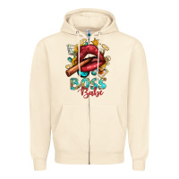 Sandshell Western Boss Babe Cigar Lip Zipper Hoodie - BundleAndBundleShop