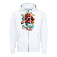 White Western Boss Babe Cigar Lip Zipper Hoodie - BundleAndBundleShop