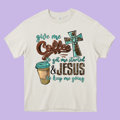 Give Me Coffee To Get Me Started & Jesus To Keep Me Going Heavy Core Tee Designed By Barkaloodesign