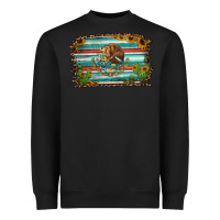 Black cactus turquoise serape leopard mexican flag Heavyweight Sweatshirt - Jasminsmagicworld