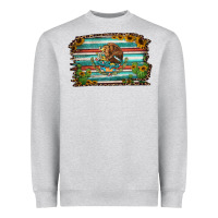 Heather Grey cactus turquoise serape leopard mexican flag Heavyweight Sweatshirt - Jasminsmagicworld