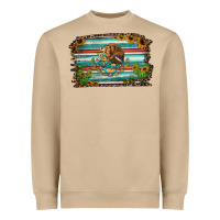 Mushroom cactus turquoise serape leopard mexican flag Heavyweight Sweatshirt - Jasminsmagicworld