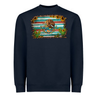 Navy cactus turquoise serape leopard mexican flag Heavyweight Sweatshirt - Jasminsmagicworld
