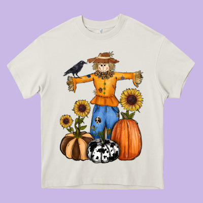 Pumpkin Sunflower Fall Scarecrow Heavy Core Tee Designed By Ranaportraitstore
