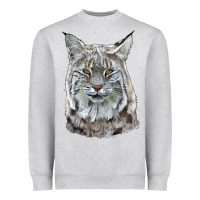 Heather Grey Bobcat Head Heavyweight Sweatshirt - LillyAllenDesigns
