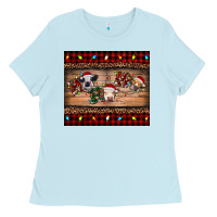 Baby Blue hohoho christmas cows Ladies Tee - RanaPortraitStore