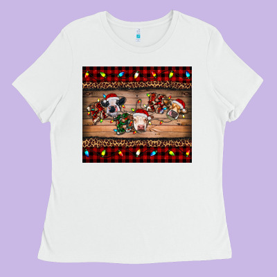 Hohoho Christmas Cows Ladies Tee Designed By Ranaportraitstore