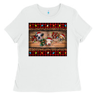 White hohoho christmas cows Ladies Tee - RanaPortraitStore