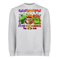 Heather Grey Hallothanksmas Heavyweight Sweatshirt - NancyCooperArtShop