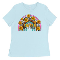 Baby Blue mom with sunflower rainbow mothers day Ladies Tee - texasbilliewilder