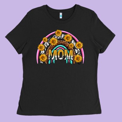 Mom With Sunflower Rainbow Mothers Day Ladies Tee Designed By Texasbilliewilder