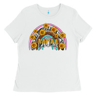 White mom with sunflower rainbow mothers day Ladies Tee - texasbilliewilder