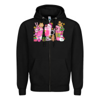 Black Pink Christmas Coffee Cups Bbs Zipper Hoodie - BundleAndBundleShop