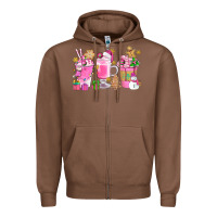 Chestnut Pink Christmas Coffee Cups Bbs Zipper Hoodie - BundleAndBundleShop